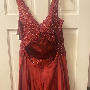 Red Prom dress.